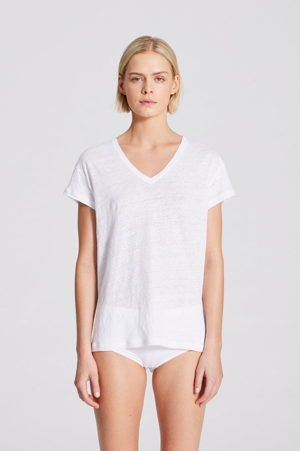 Simone S/S hør t-shirt - hvid